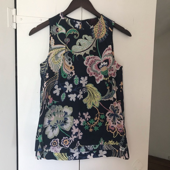 MATCHING SET J.Crew Liberty Print Navy Floral Skirt Set Co-ord 0 2 XS - Picture 2 of 4